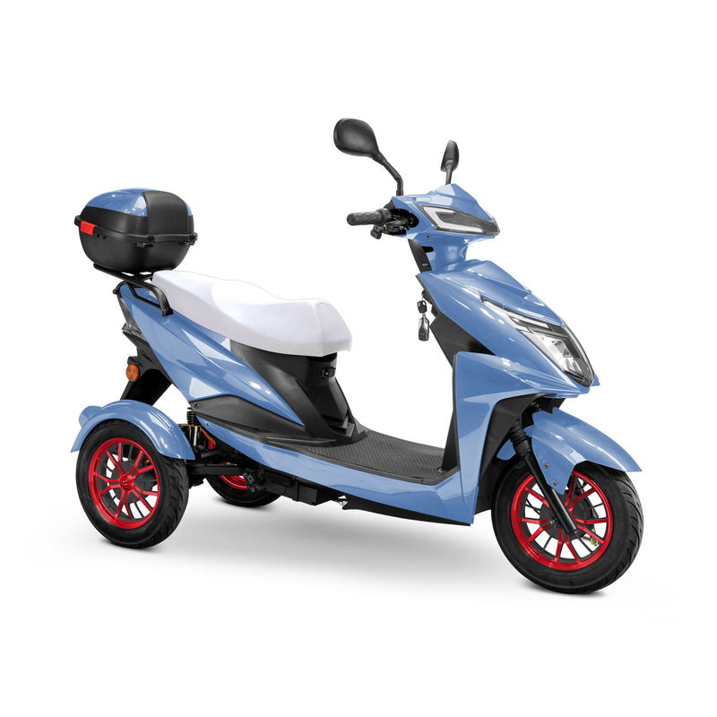 Bespoke Regal Premium Electric Mobility Scooter With Electronic Speed Control 400lbs Blue Sak28351 Saksby - With White Seat And Red Rims