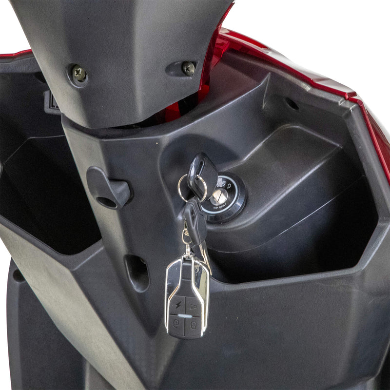 Bespoke Regal Premium Electric Mobility Scooter With Electronic Speed Control 400lbs Red SAK28351 Saksby - Key Slot