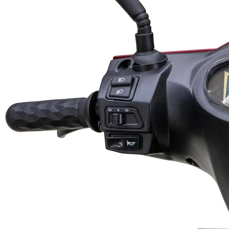 Bespoke Regal Premium Electric Mobility Scooter With Electronic Speed Control 400lbs Red SAK28351 Saksby - Left Handle