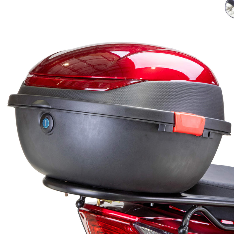 Bespoke Regal Premium Electric Mobility Scooter With Electronic Speed Control 400lbs Red SAK28351 Saksby - Rear Storage Bin With Lid Closed