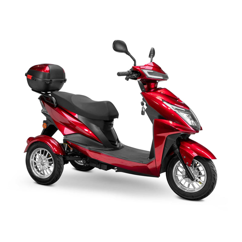 Bespoke Regal Premium Electric Mobility Scooter With Electronic Speed Control 400lbs Red SAK28351 Saksby - With Black Seat And Chrome Rims