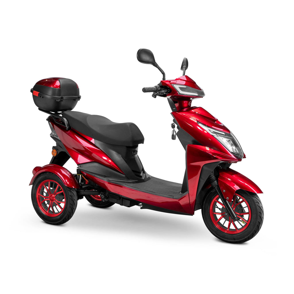 Bespoke Regal Premium Electric Mobility Scooter With Electronic Speed Control 400lbs Red SAK28351 Saksby - With Black Seat And Red Rims