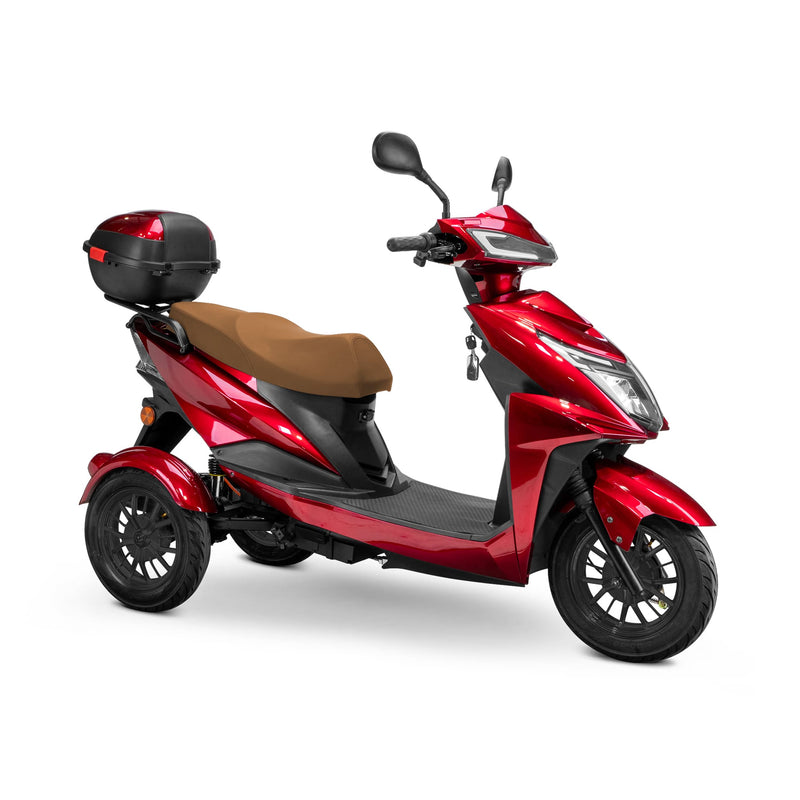 Bespoke Regal Premium Electric Mobility Scooter With Electronic Speed Control 400lbs Red SAK28351 Saksby - With Brown Seat And Black Rims