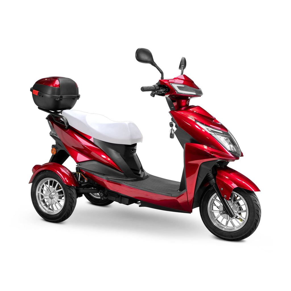 Bespoke Regal Premium Electric Mobility Scooter With Electronic Speed Control 400lbs Red Sak28351 Saksby - With White Seat And Chrome Rims
