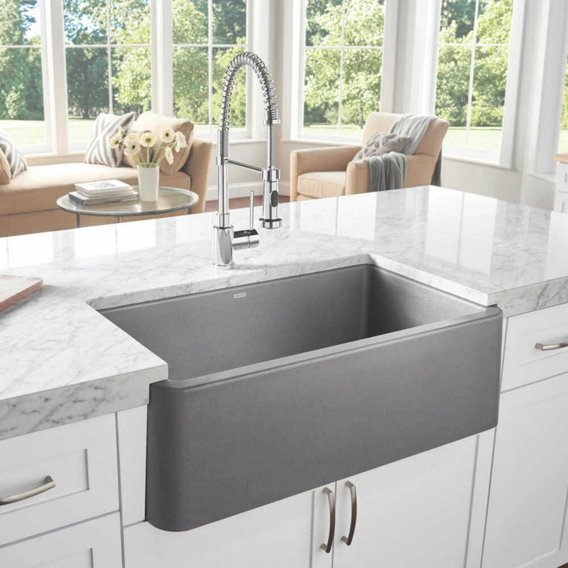 BLANCO Ikon Metallic Gray 33" Apron Single Bowl Farmhouse Sink [401900] (SAK85297)