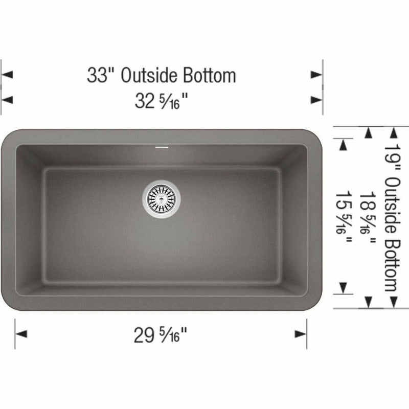 BLANCO Ikon Metallic Gray 33" Apron Single Bowl Farmhouse Sink [401900] (SAK85297)