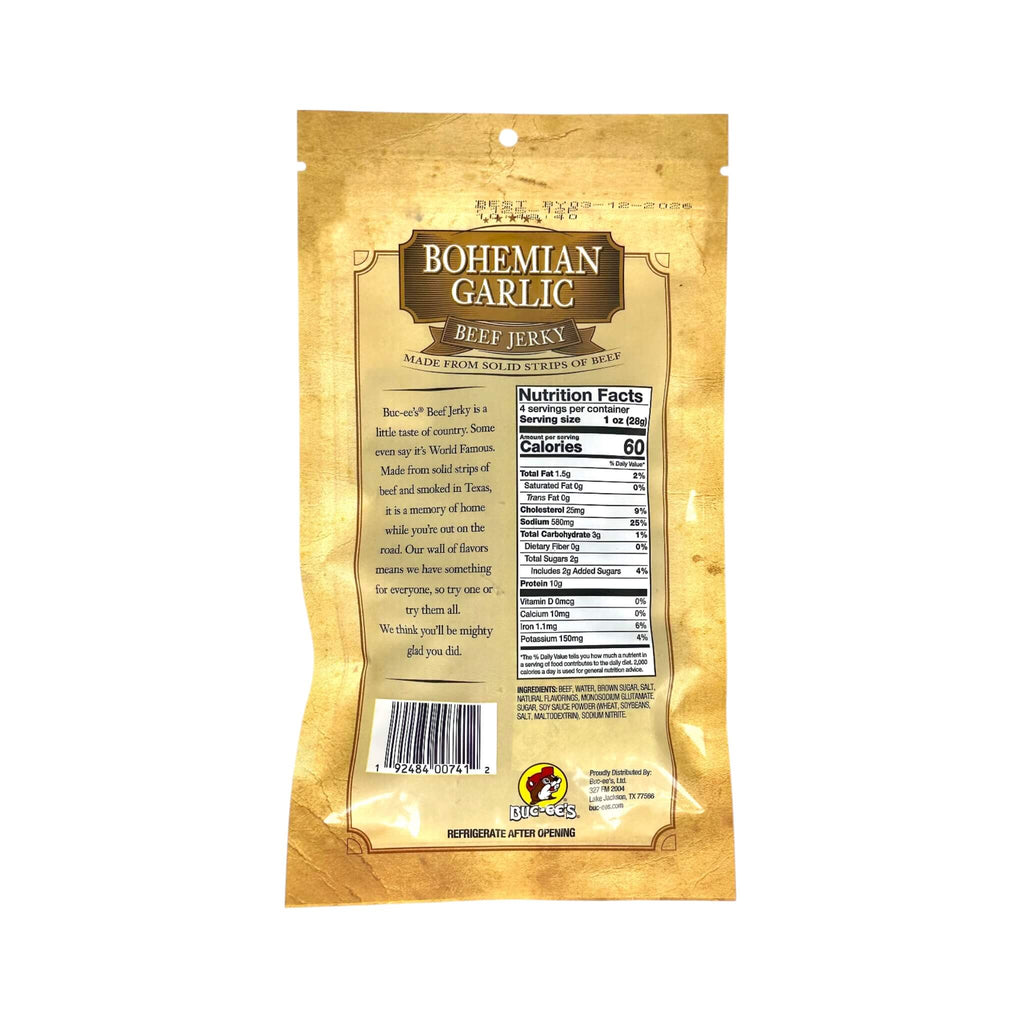 Bohemian Garlic Beef Jerky (SAK74825) - Saksby Wholesale - Back View