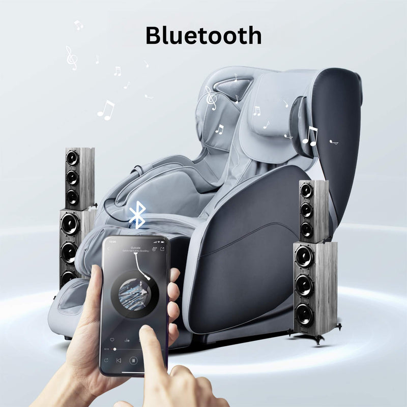 Bosscare Full Body 3D Zero Gravity Shiatsu Recline Massage Chair With Waist Heating White SAK37215 Saksby - Bluetooth