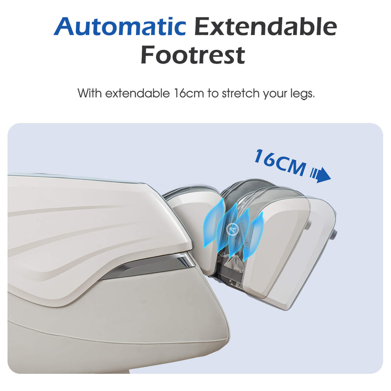 Bosscare Premium Full Body Zero Gravity Massage Chair With AI Voice And App Control Gray SAK35970 Saksby - Automatic Extendable Footrest