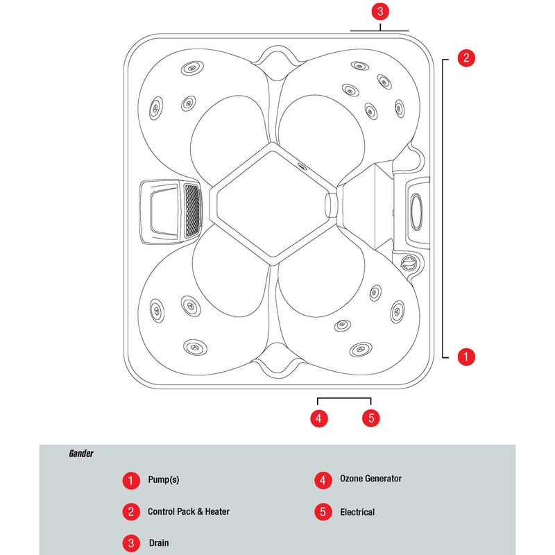 CANADIAN SPA COMPANY GANDER 4 Person 15-Jet Portable Hot Tub [KH-10099] (SAK25683) - Equipment Location View