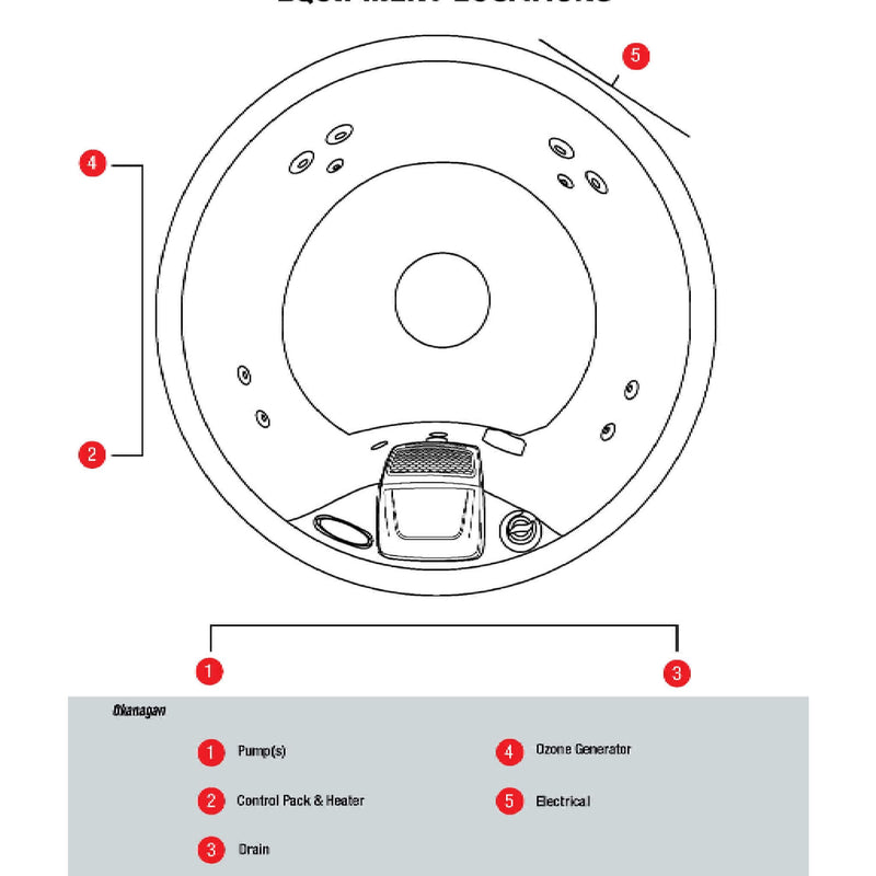 CANADIAN SPA COMPANY OKANAGAN 4-Person 10-Jet Portable Hot Tub [KH-10083] (SAK75164)- Equipment Locations View