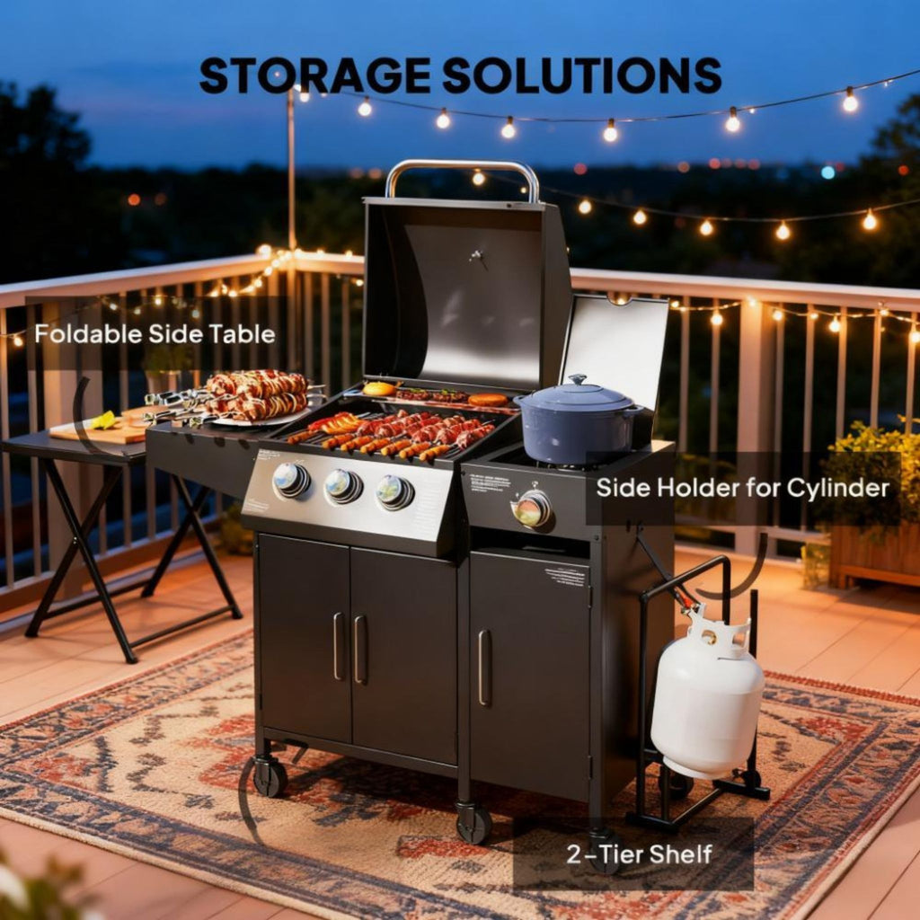 Castelle Flame 15K BTU Barbecue Propane Gas Grill With Side Burner (SAK53481) - Saksby Wholesale - Storage Details