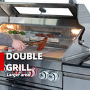 Castelle Flame 62-Inch 6-Burner Gas Outdoor Grill Island With Wine Cooler And Rotisserie (SAK31642) - Saksby Wholesale - Double Grill