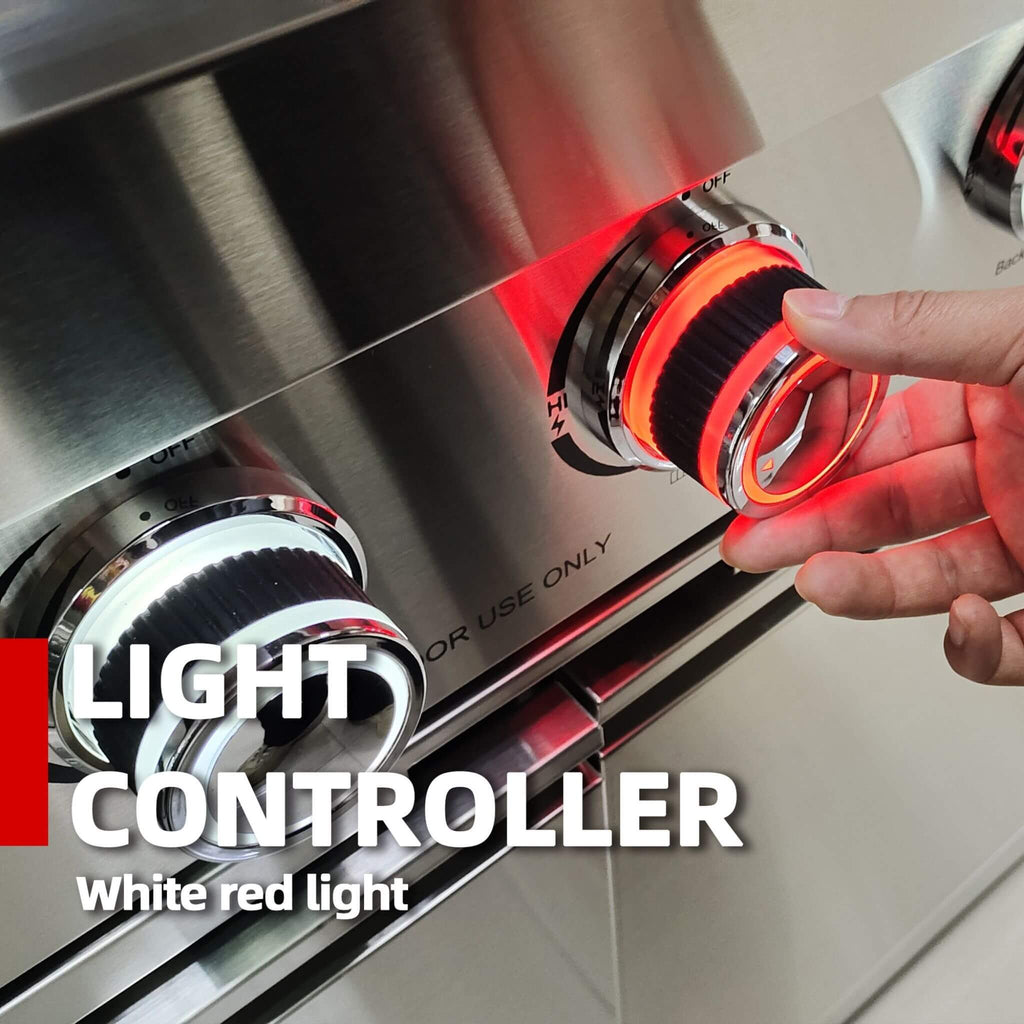 Castelle Flame 62-Inch 6-Burner Gas Outdoor Grill Island With Wine Cooler And Rotisserie (SAK31642) - Saksby Wholesale - Light Controller Feature