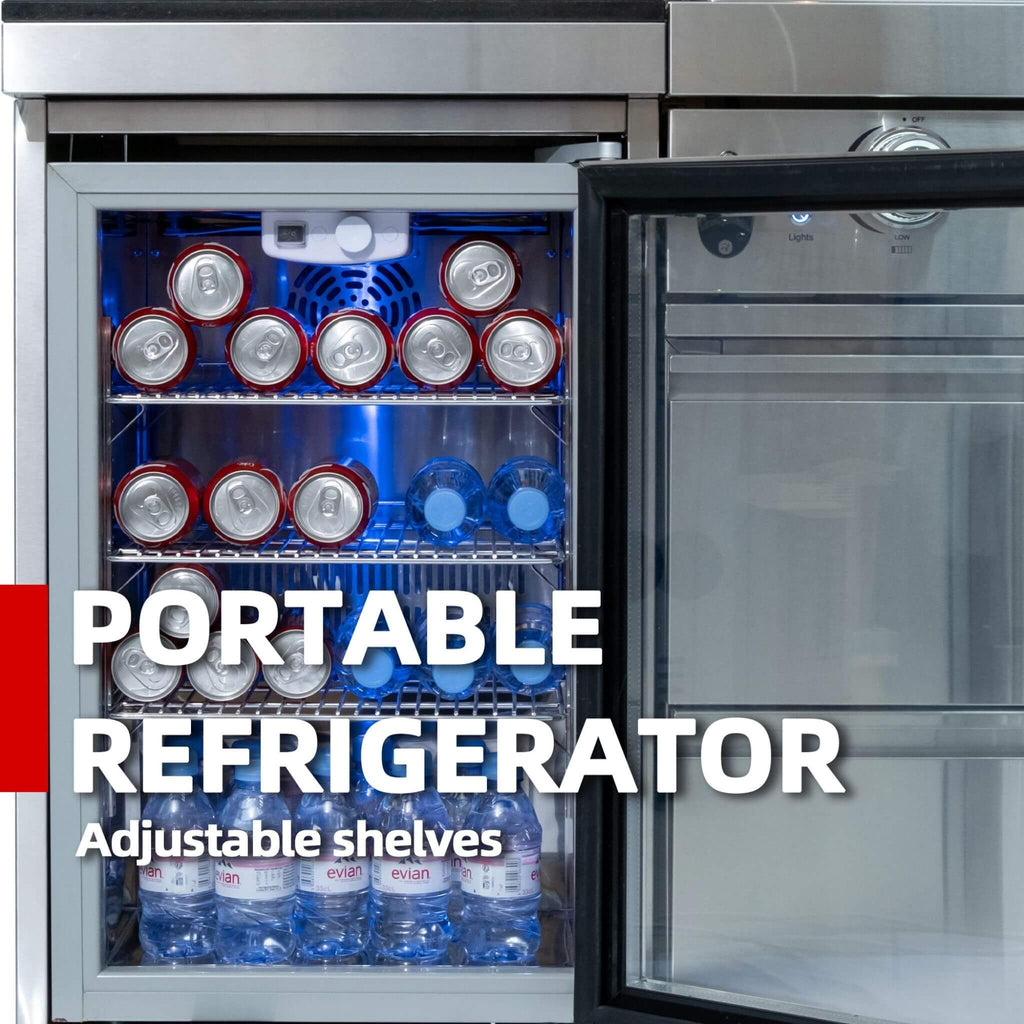 Castelle Flame 62-Inch 6-Burner Gas Outdoor Grill Island With Wine Cooler And Rotisserie (SAK31642) - Saksby Wholesale - Refrigerator Feature