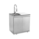 Castelle Flame 62-Inch 6-Burner Gas Outdoor Grill Island With Wine Cooler And Rotisserie (SAK31642) - Saksby Wholesale - Sink Only