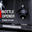 Castelle Flame 85K BTU Outdoor BBQ Kitchen Grill Island With 43-Inch 6-Burner Grill, Wine Fridge, Rotisserie Kit, And Sink (SAK23864) - Saksby Wholesale - Bottle Opener