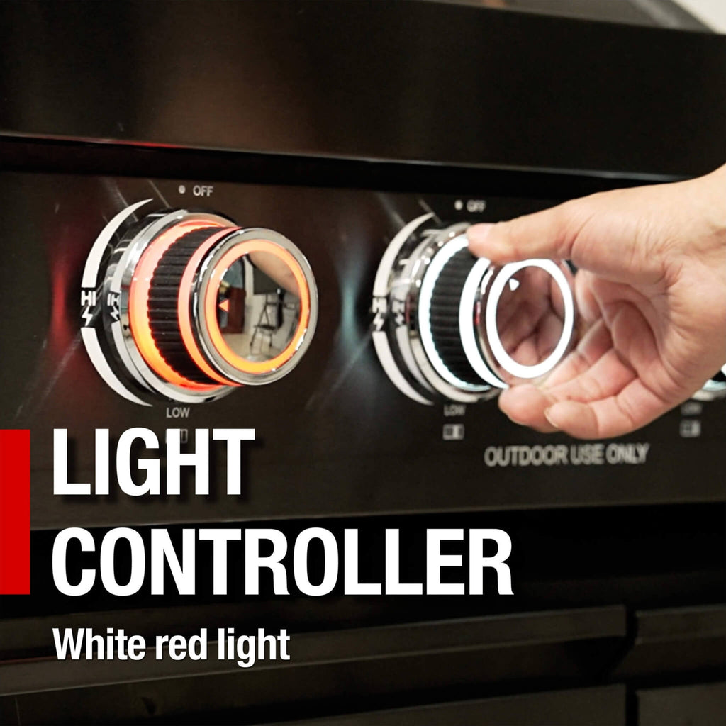 Castelle Flame 85K BTU Outdoor BBQ Kitchen Grill Island With 43-Inch 6-Burner Grill, Wine Fridge, Rotisserie Kit, And Sink (SAK23864) - Saksby Wholesale - Light View