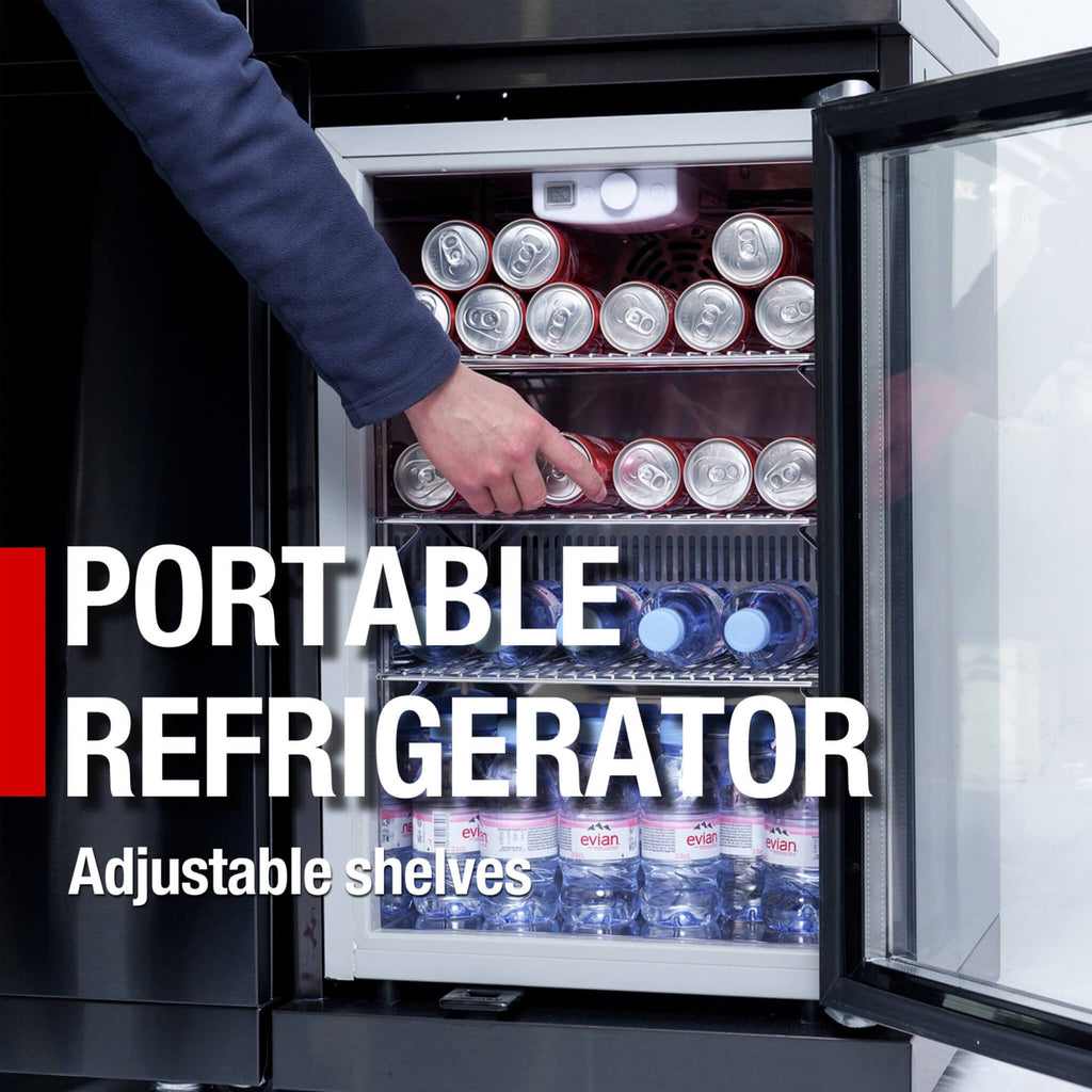 Castelle Flame 85K BTU Outdoor BBQ Kitchen Grill Island With 43-Inch 6-Burner Grill, Wine Fridge, Rotisserie Kit, And Sink (SAK23864) - Saksby Wholesale - Adjustable Shelves View