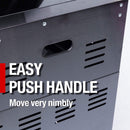 Castelle Flame 85K BTU Outdoor BBQ Kitchen Grill Island With 43-Inch 6-Burner Grill, Wine Fridge, Rotisserie Kit, And Sink (SAK23864) - Saksby Wholesale - Push Handle View
