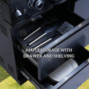 Castelle Flame 85K BTU Outdoor BBQ Kitchen Grill Island With 43-Inch 6-Burner Grill, Wine Fridge, Rotisserie Kit, And Sink (SAK23864) - Saksby Wholesale - Drawer View