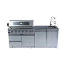 Castelle Flame Granite Outdoor BBQ Kitchen Island With 43-Inch 6-Burner Gas Grill, Rotisserie Kit, Cabinets, And Sink (SAK73518) - Front View