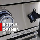 Castelle Flame Granite Outdoor BBQ Kitchen Island With 43-Inch 6-Burner Gas Grill, Rotisserie Kit, Cabinets, And Sink (SAK73518) - Bottle Opener View