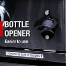 Castelle Flame Premium Black Stainless Steel 4-Burner Gas Grill With Rotisserie Kit (SAK48157) - Saksby Wholesale - Bottle Opener Feature