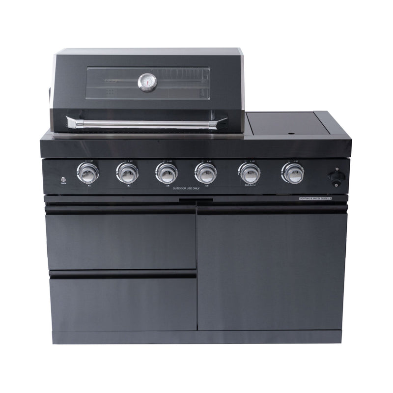 Castelle Flame Premium Black Stainless Steel 4-Burner Gas Grill With Rotisserie Kit (SAK48157) - Saksby Wholesale - Center View