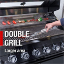 Castelle Flame Premium Black Stainless Steel 4-Burner Gas Grill With Rotisserie Kit (SAK48157) - Saksby Wholesale - Double Grill Feature