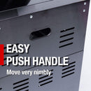 Castelle Flame Premium Black Stainless Steel 4-Burner Gas Grill With Rotisserie Kit (SAK48157) - Saksby Wholesale - Easy Push Handle