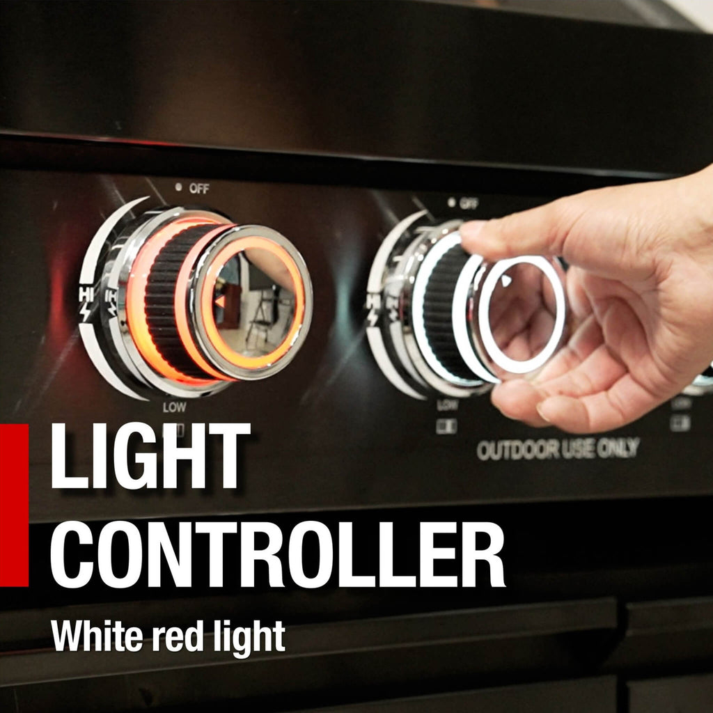 Castelle Flame Premium Black Stainless Steel 4-Burner Gas Grill With Rotisserie Kit (SAK48157) - Saksby Wholesale - Light Controller