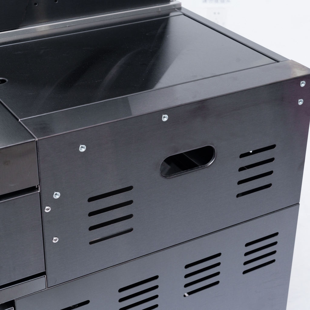 Castelle Flame Premium Black Stainless Steel 4-Burner Gas Grill With Rotisserie Kit (SAK48157) - Saksby Wholesale - Material Details