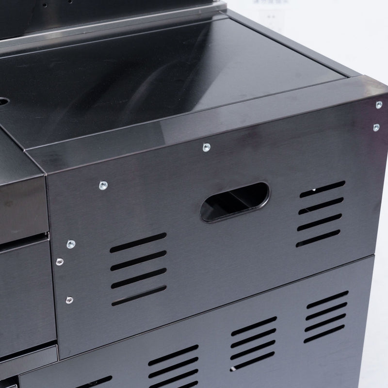 Castelle Flame Premium Black Stainless Steel 4-Burner Gas Grill With Rotisserie Kit (SAK48157) - Saksby Wholesale - Material Details