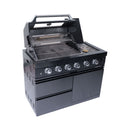 Castelle Flame Premium Black Stainless Steel 4-Burner Gas Grill With Rotisserie Kit (SAK48157) - Saksby Wholesale - Side Front View