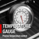 Castelle Flame Premium Black Stainless Steel 4-Burner Gas Grill With Rotisserie Kit (SAK48157) - Saksby Wholesale - Temperature Gauge