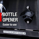 Castelle Flame Premium Black Stainless Steel 6-Burner Gas Grill Kitchen Island With Rotisserie Kit (SAK82641) - Saksby Wholesale - Bottle Opener Feature