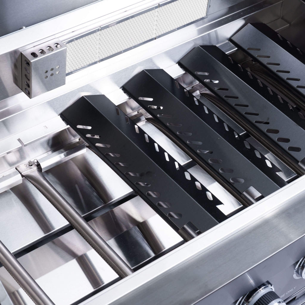 Castelle Flame Premium Black Stainless Steel 6-Burner Gas Grill Kitchen Island With Rotisserie Kit (SAK82641) - Saksby Wholesale - Focus Details