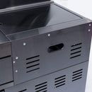 Castelle Flame Premium Black Stainless Steel 6-Burner Gas Grill Kitchen Island With Rotisserie Kit (SAK82641) - Saksby Wholesale - Handle View