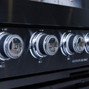 Castelle Flame Premium Black Stainless Steel 6-Burner Gas Grill Kitchen Island With Rotisserie Kit (SAK82641) - Saksby Wholesale - Heat Control View