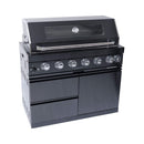 Castelle Flame Premium Black Stainless Steel 6-Burner Gas Grill Kitchen Island With Rotisserie Kit (SAK82641) - Saksby Wholesale - Side View