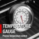 Castelle Flame Premium Black Stainless Steel 6-Burner Gas Grill Kitchen Island With Rotisserie Kit (SAK82641) - Saksby Wholesale - Temperaure Gauge