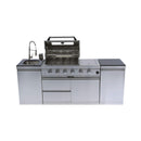 Castelle Flame Stainless Steel Outdoor BBQ Kitchen Island With 46-Inch 4-Burner 85K BUT Grill, Rotisserie Kit, And Cabinets (SAK93192) - Saksby Wholesale - Front View