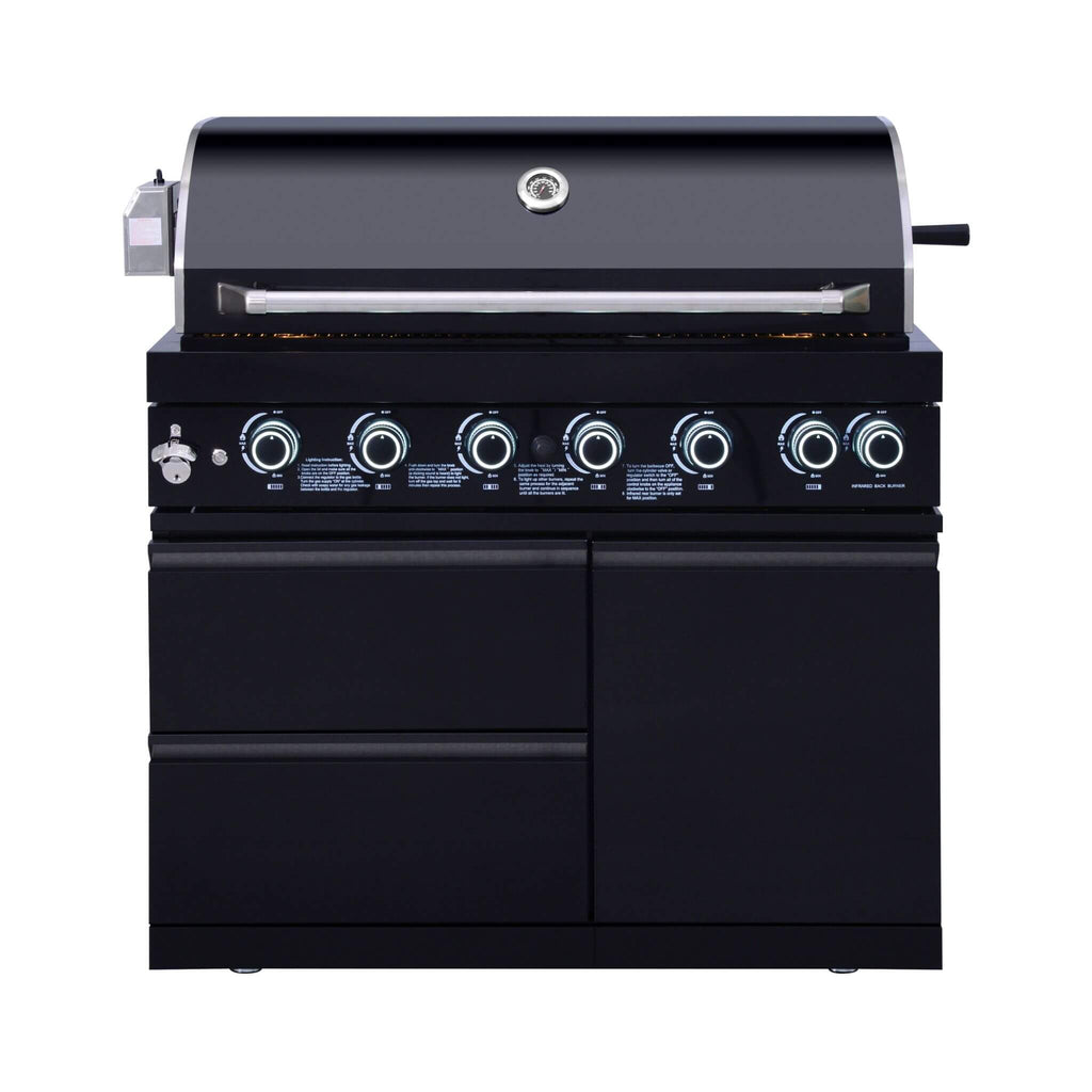 Castelle Flame Summit 6-Burner 85000 BTU BBQ Island With Sink And Fridge (SAK59238) - Saksby Wholesale - Burner View Only