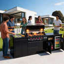 Castelle Flame Summit 6-Burner 85000 BTU BBQ Island With Sink And Fridge (SAK59238) - Saksby Wholesale - Lifestyle Image