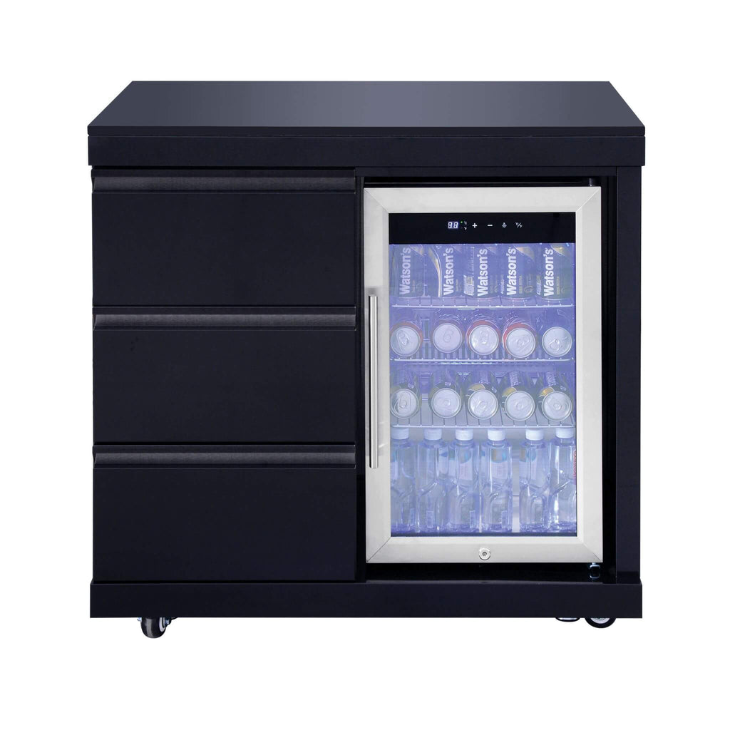 Castelle Flame Summit 6-Burner 85000 BTU BBQ Island With Sink And Fridge (SAK59238) - Saksby Wholesale - Mini Fridge View