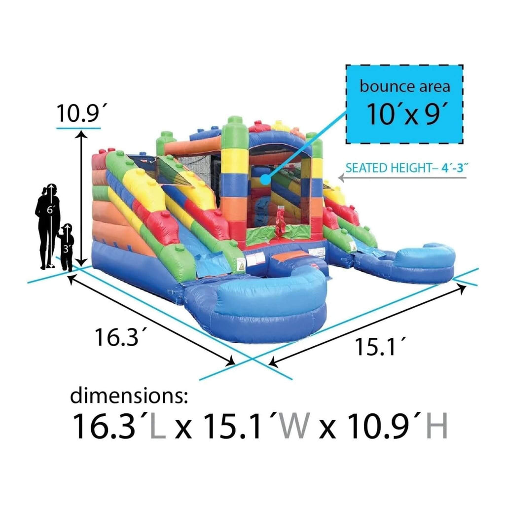 Castle Bounce House With Dual Slides, Blower And Pool Combo (SAK56319) - Saksby Wholesale - Dimensions
