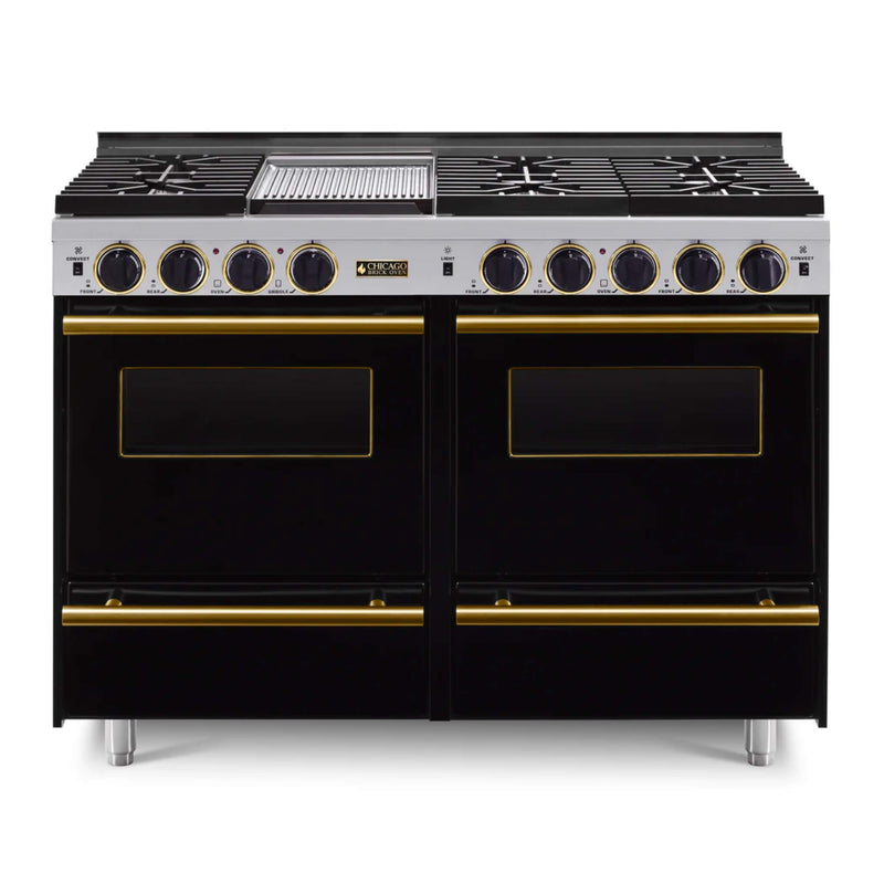 CBO 48" All-Gas Convection Range With Sealed Burners SAKSBY - Black Brass View