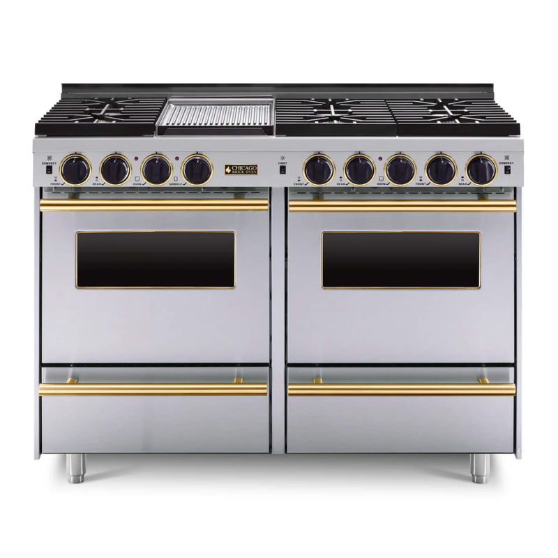 CBO 48" All-Gas Convection Range With Sealed Burners SAKSBY - Stainless Steel Brass View