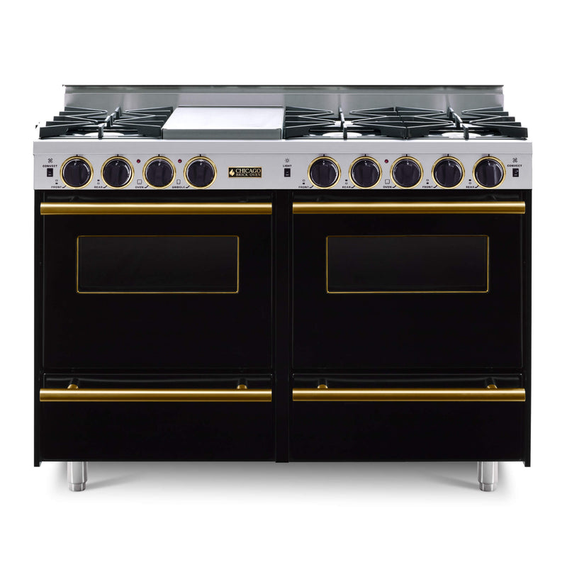 CBO 48" ALL GAS Range With Open Burners SAKSBY - Black Brass View